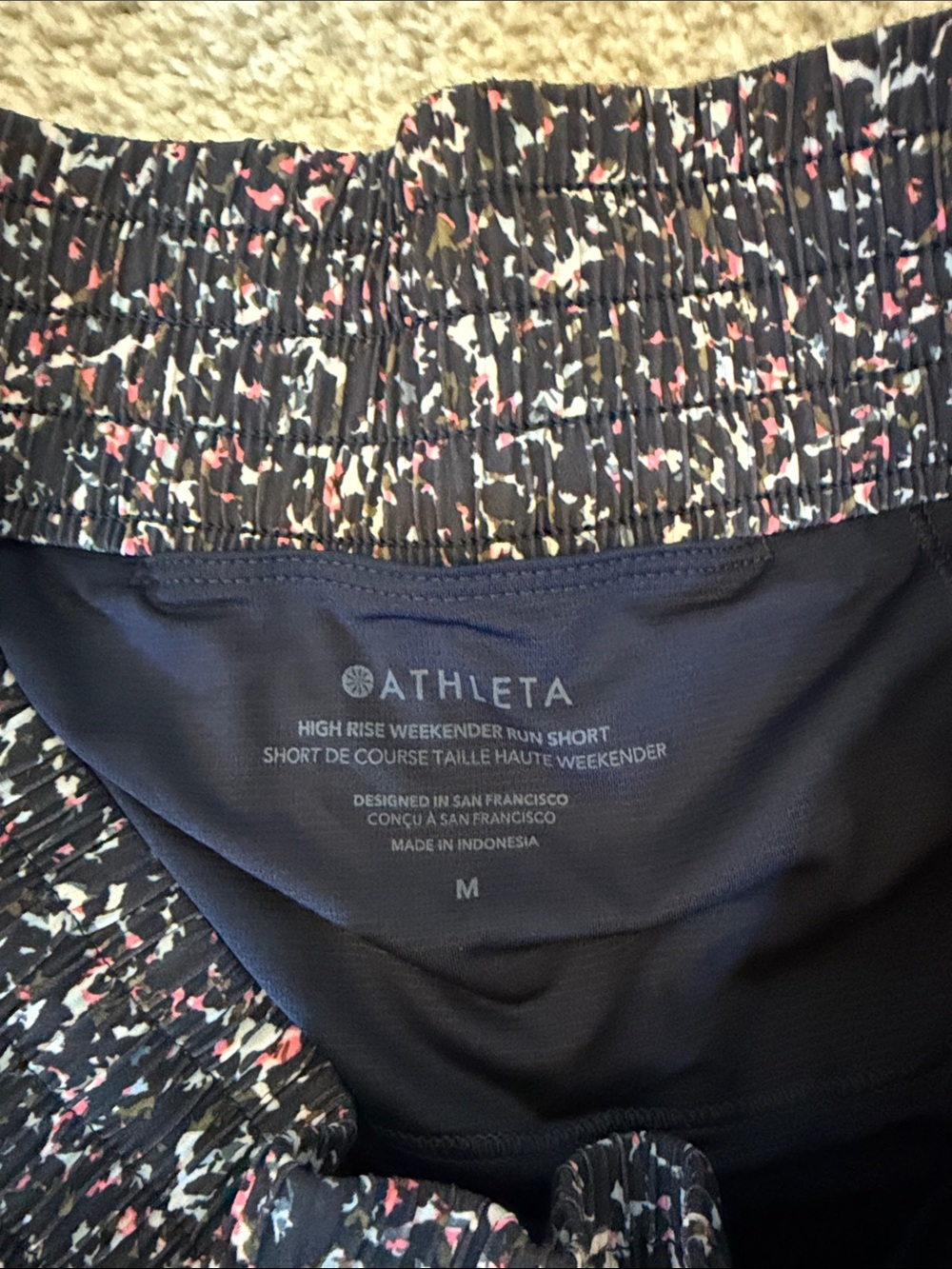 Athleta Patterned High Rise Weekender Run Shorts - Picture 2 of 3